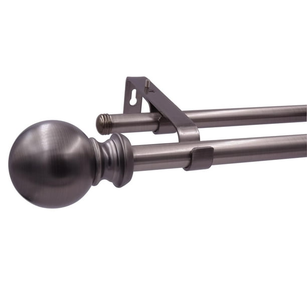 Allen 72" 144" Adjustable Double Curtain Rod With Decorative Finials