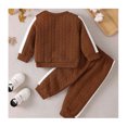 thumbnail image 5 of Odeerbi Toddler Boys Girls Fall Winter Outfits Thermal Cable Knit Sweater with Jogger Pants Set Kids Long Sleeve Knitted Pullover Sweater Top Trousers Set Toddler Clothes Brown, 5 of 8