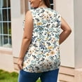 thumbnail image 3 of GIPQJK Womens Tank Tops Plus Size Deep V Neck Sleeveless Workout Tank Top Loose Fit Floral Print Summer Tees Blouses with Pockets,Light Blue 2XL, 3 of 5