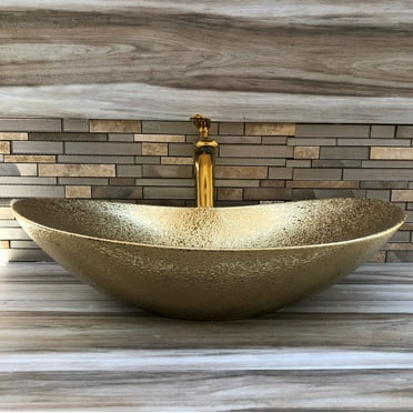 Golden Vessel Sink | Gold Look Countertop Washbasin | Thena Collection ...