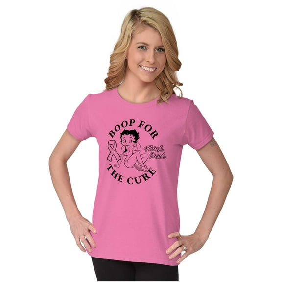 Breast Cancer Betty Boop For The Cure Women's T Shirt Ladies Tee Brisco Brands S