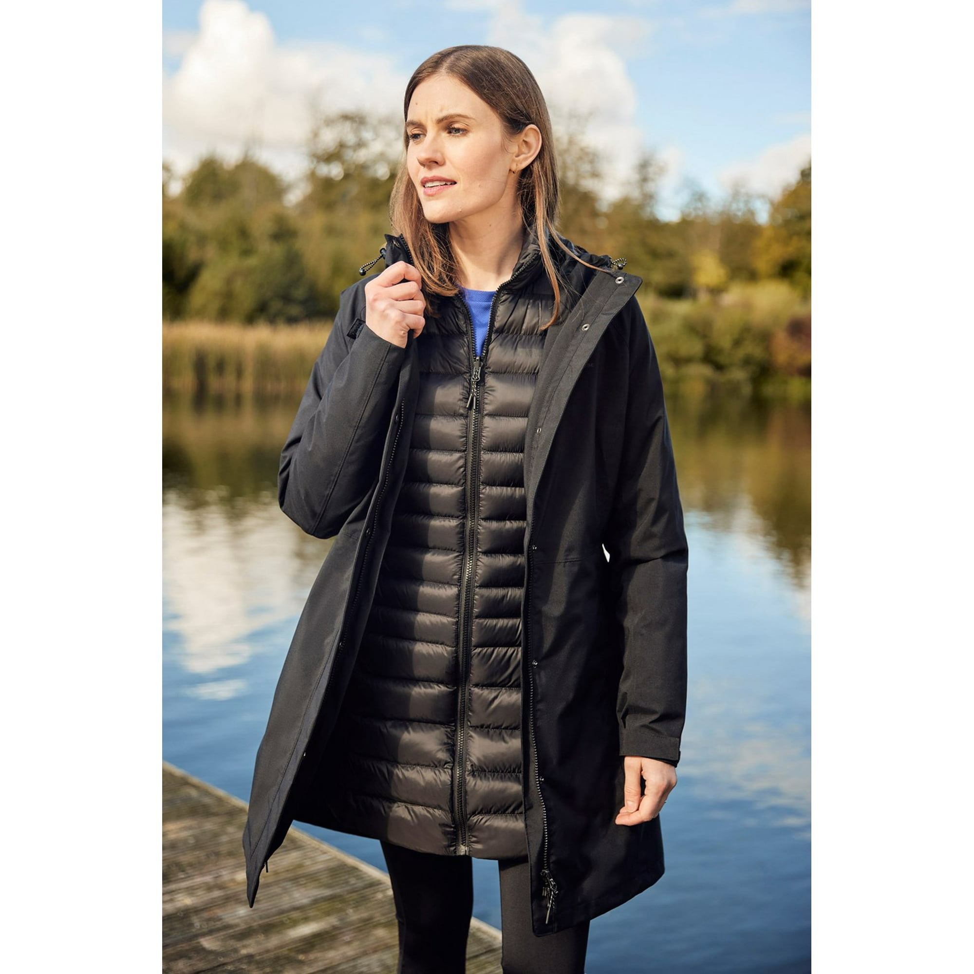 Mountain Warehouse Alaskan Womens 3 in 1 Long Jacket Charcoal Size 16