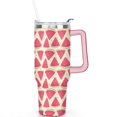 thumbnail image 2 of 40oz Cute Watermelon Pattern Stainless Steel Flip Straw Tumbler Spill Proof Travel Cup Double Wall Vacuum Insulated Coffee Mug with Top Handle, 2 of 6