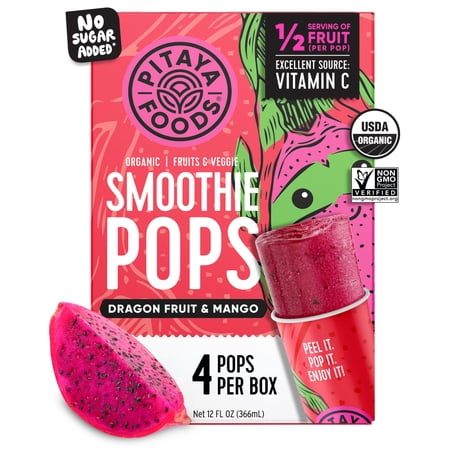 Pitaya Foods Dragon Fruit & Mango Smoothie Pops, 3 fl oz, 4 Count