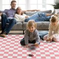 thumbnail image 7 of Arogan Checkered Area Rug for Living Room Bedroom Washable Rug, Pink and White,4' x 6', 7 of 7