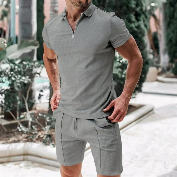 TMOYZQ Men's Golf Shirt and Shorts Set Summer Outfits Fashion Casual Short Sleeve Suit for Men 2 Piece Tracksuit