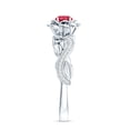 thumbnail image 3 of Rosec Jewels AAAA Quality Lab Grown Ruby Flower Engagement Ring with Diamond - Nature Inspired Ring for Women - with Jewelry Box, 18K White Gold, US 11.00, 3 of 8