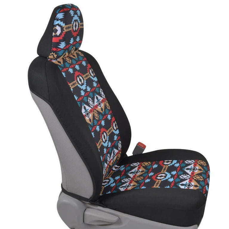 BDK Two Tone Pattern Car Seat Covers Sideless Chic Style Soft Flexible Polyester Aztec Pattern