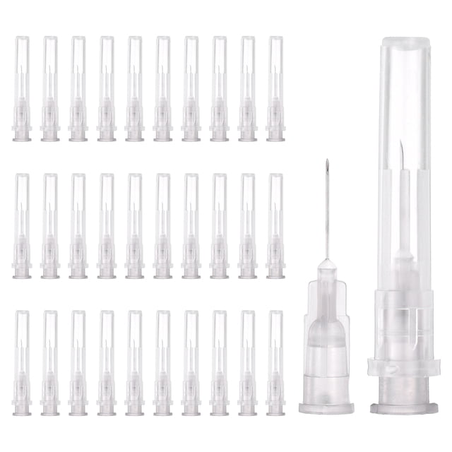 Uxcell 100 Paquete Aguja de Dispensación 27 Calibre 0.5 Pulgadas, Aguja de Dispensación Luer Lock para Laboratorio, Puntas de Acero Inoxidable para Dispensación de Inks y Pegamento Líquido, (Gris)