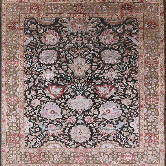 Ahgly Company Machine Washable Indoor Square Industrial Modern Silver Pink Area Rugs, 7' Square