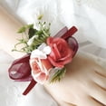 thumbnail image 4 of Artificial rose wrist set for bride and groom, wedding ball set decorated corsage hand flower simulation flower - red, 4 of 5
