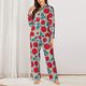 thumbnail image 2 of Balery Tomato Conjunto de Pijama con Estampado para Mujer, Conjunto de Dos Piezas con Manga Larga, Ropa de Dormir Suave con Bolsillos, Pijamas Cómodos-XX-Large, 2 of 7
