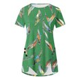 thumbnail image 4 of Blusas de Manga Corta para las Mujeres Botón Impreso Cuello Redondo Top Casual, Blusas para las Mujeres Casual, 4 of 5