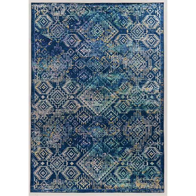 Elite Collection Navy/Teal Area Rug 6.7x9.7