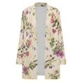 thumbnail image 4 of Women's Plus Size Ivory Botanical Cardigan, Long Sleeve Open Front Tunic with Pockets, 4 of 8