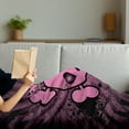 thumbnail image 3 of Skull Soft Flannel Fleece Throw Blanket, Illustration Crown Dark Grunge Style Teen Spooky Halloween October Fall Print, Cozy Plush for Indoor and Outdoor Use, 50" x 60", Pink Black, by Ambesonne, 3 of 5
