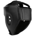 thumbnail image 3 of Casco de boxeo de cuero PU, protector de cabeza ajustable, Sanda, Kickboxing, defensa de entrenamiento, color negro, tamaño pequeño, 3 of 10