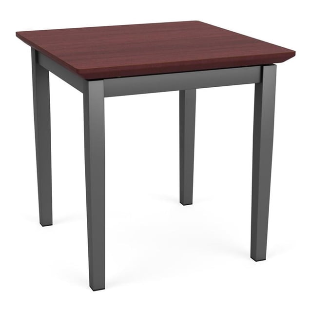 Lenox Steel Table d'Appoint pour Réception et Salle d'Attente / Acier au Charbon / Acajou