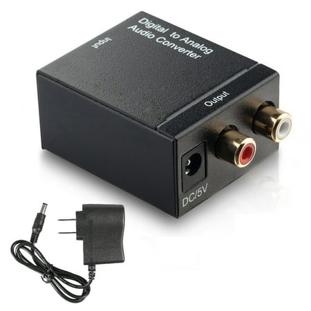 - TSV Toslink Signal Optical Coaxial Digital to Analog Audio Converter Adapter RCA L/R with AC Power Adapter US Plug
