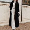 thumbnail image 2 of Rexolia Women's Wool Blend Coat Long Sleeve Notch Lapel Long Trench Fall Winter Office Black Women, 2 of 7