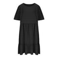 thumbnail image 6 of gljltg Summer Dresses for Women Round Neck Short Sleeve Plus Size Dress High Waist Solid Color Ruffled Short Dress Oversized Party Elegant Office Work Dresses, 6 of 8