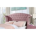 thumbnail image 6 of Twin Size Bed Dresser Mirror 2x Nightstands Chest 6pc Set Bedroom Furniture Pink Fully Upholstered Tufted Wingback Design, 6 of 8