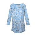 thumbnail image 5 of Blue Young Adult Tops 3/4 Length Sleeve Womens Tops 2025 Spring Neck Casual Print Tunic T Shirts Three Quarter Length Womens Tops Plus Size Tops for Women, 5 of 5