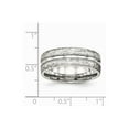 thumbnail image 6 of White Stainless Steel Ring Band Wedding Polished Hammered and Grooved 7.50mm, 6 of 6