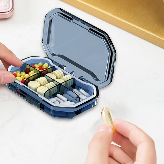Airtight Pills Organizer, Portable Compact Pill Box for Travel Home, Gray Green Blue, 3.62x2.44x0.98in, Water & Dust Resistant