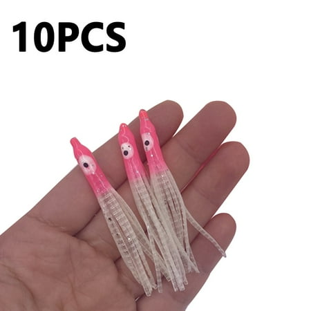 10Pcs 6Cm Pvc Fishing Lure Artifical Lures Luminous Octopus Skirt Squid Lure Soft Bait Squid Lures Glow In The Dark