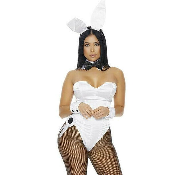 Sexy Forplay Bunny Hop White Bodysuit Playboy Costume 5pc 550309 - Walmart.com