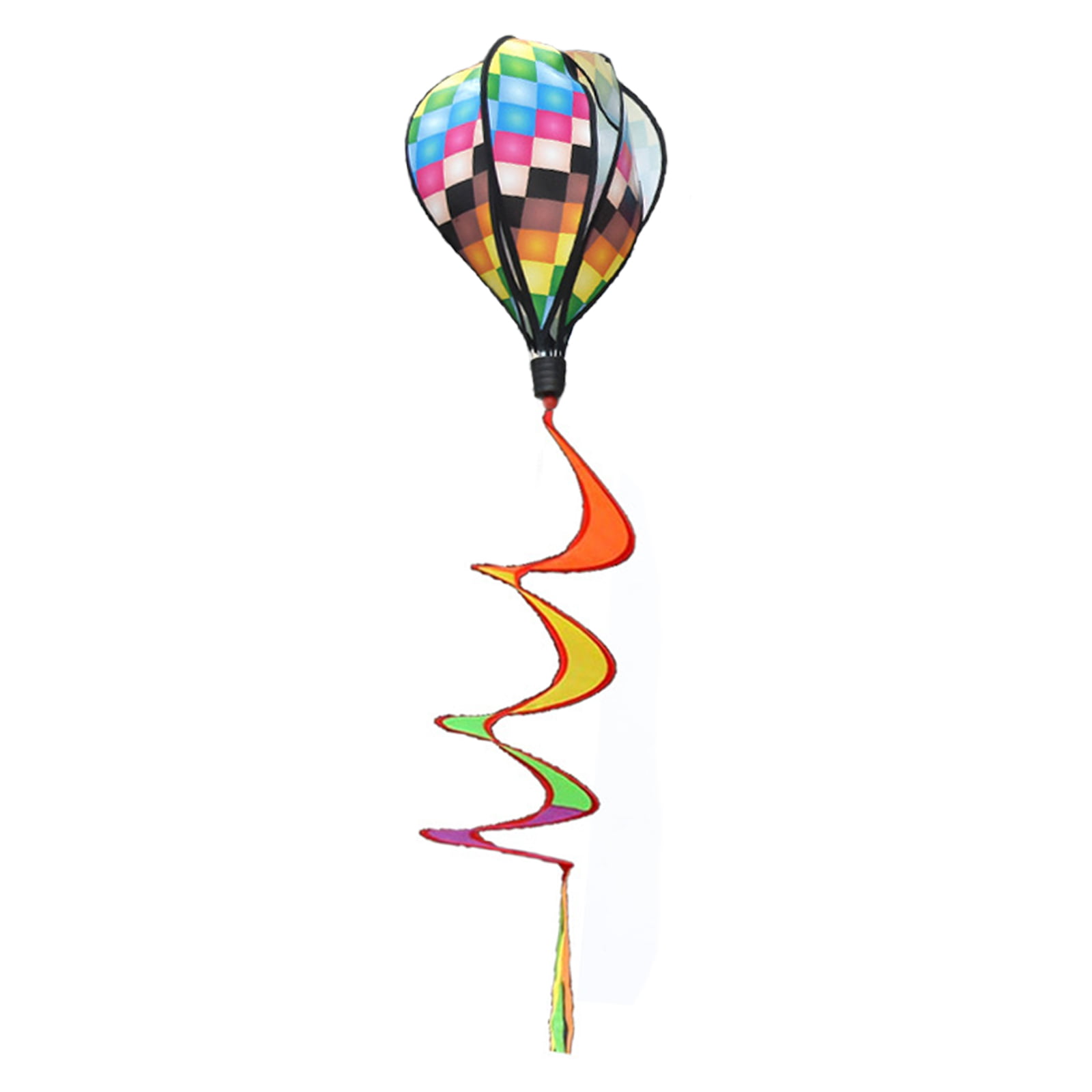 Yard Decor Hot Air Balloon Wind Spinner Rainbow Sequins Windsock Striped Outdoor 