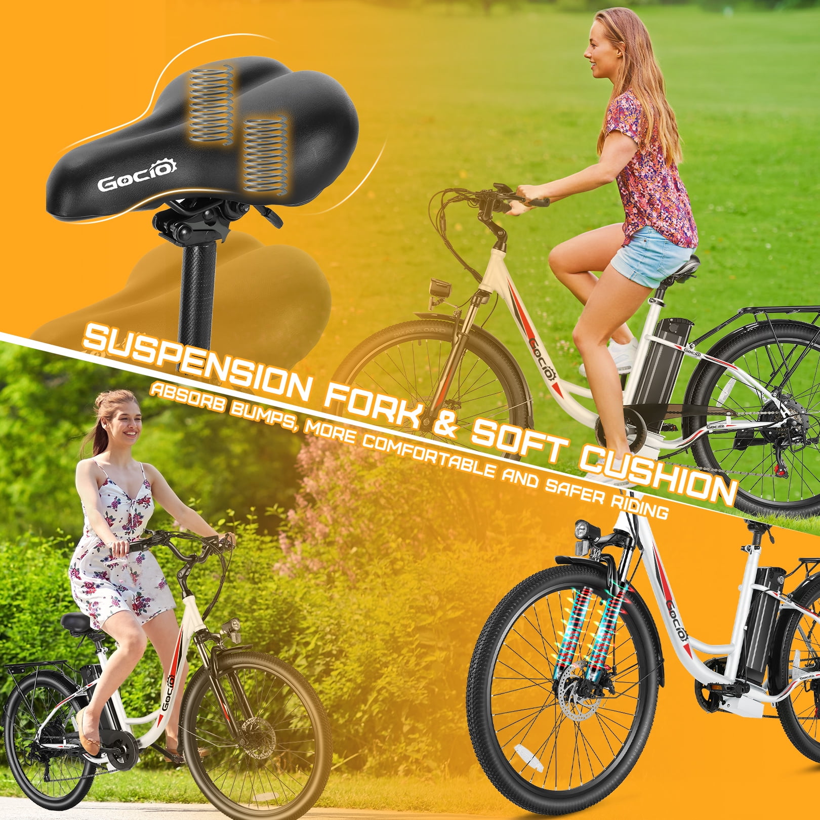 Gocio 26" Electric Bike for Adults, 500W Motor, City Commuter E-Bike, 48V 7.8Ah Removable Battery, Max 19.8Mph, 7 Speed, UL2849​