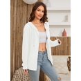 thumbnail image 5 of HOWCOME Basic Lightweight Full Zip Hoodie for Women Long Sleeve Thin Cardigan Jacket Drawcord Hood and Kangaroo Pockets White 2X-Large, 5 of 6