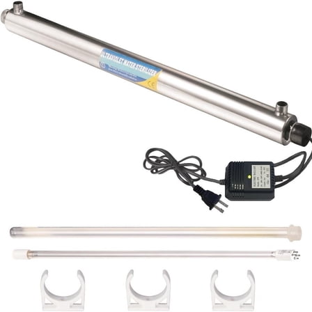 Bluonics Ultraviolet Light UV Water Filter Sterilizer Purification for Whole House Water Filteration System 12 GPM 55W 110V with 3/4 MNTP Inlet Outlet. Includes Professional DIY Manual