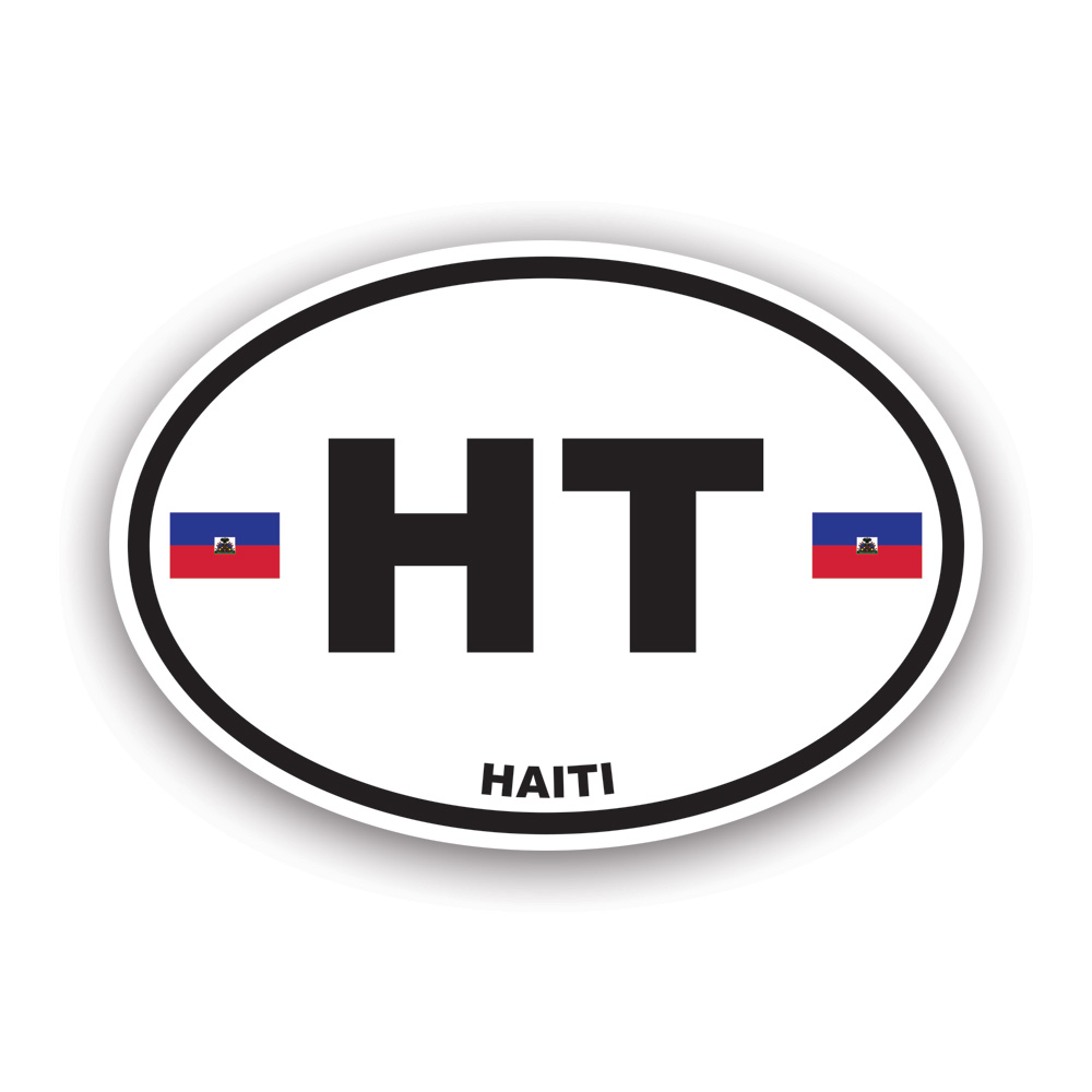 Haiti Oval Sticker Decal Self Adhesive Vinyl Weatherproof Made in