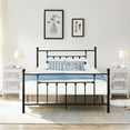 thumbnail image 3 of 3 Piece Full Size Bedroom Sets Black Metal Bed Frame and 2 White Nightstands, 3 of 10