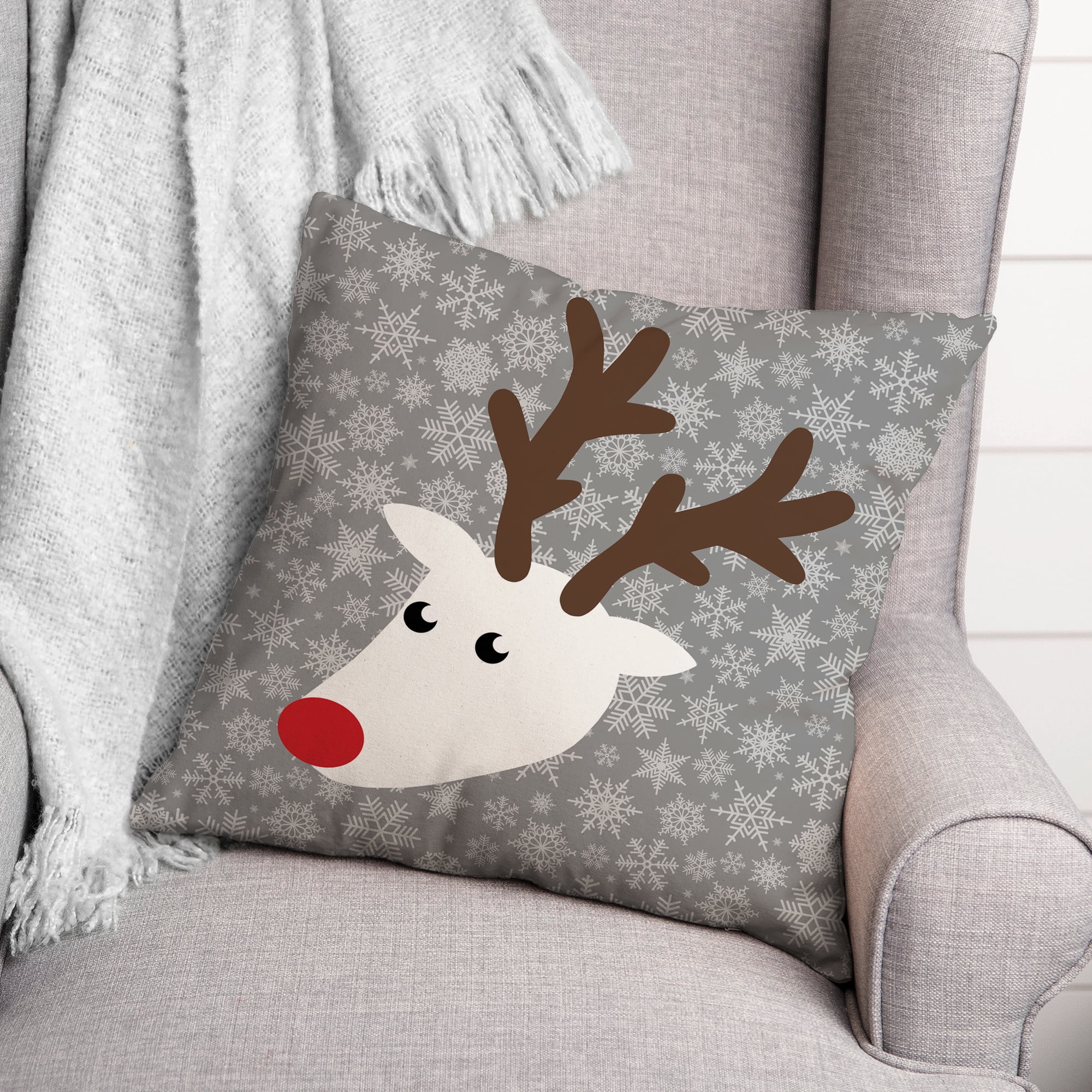 Creative Products Gray Baby Reindeer 16 x 16 Spun Poly Pillow