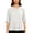 White, variant on Women Linen Cotton Blouses Casual Ethnic Vacation Holiday Tops Round Neck 3/4 Sleeve Asymmetric Curved Hem Loose Comfy Solid Button Blouse, White L