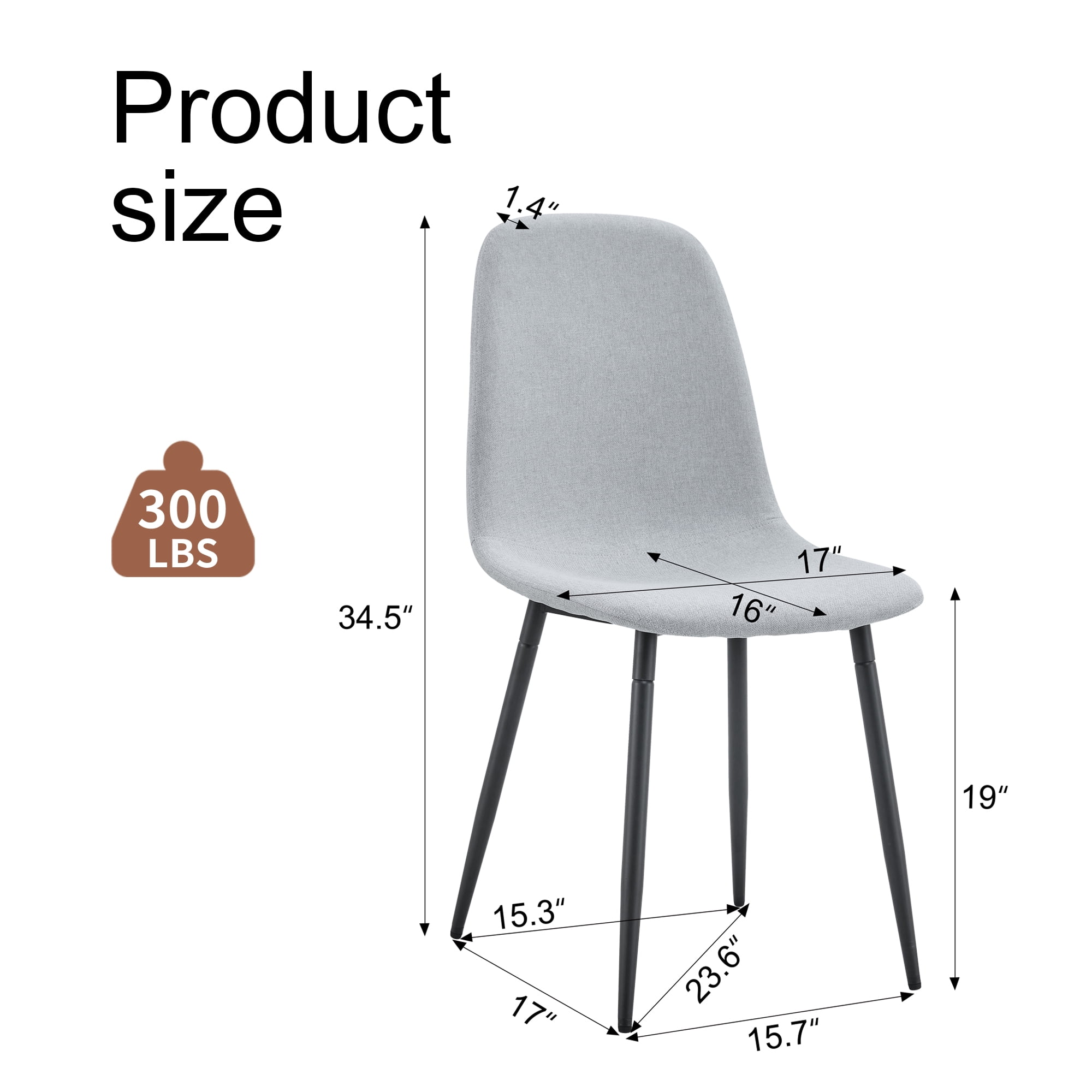 TesNus High Resilience，Dining Chair Set of 4，Fabric，Metal Leg， Cotton ，Comfortable，Seating， Interior，Living Room, Dining Room, Kitchen