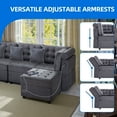 thumbnail image 2 of Dextrus Configurable Sectional Sofa with Adjustable Armrests, 6-seater Convertible Sofa Bed, Blue Gray, 2 of 8