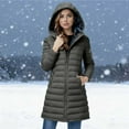 thumbnail image 3 of gbyLJF Womens Fleece Lined Down Jackets Casual Solid Color Hooded Puffer Coats Long Sleeve Full Zip Warm Winter Coat with Zipper Pockets, 3 of 8