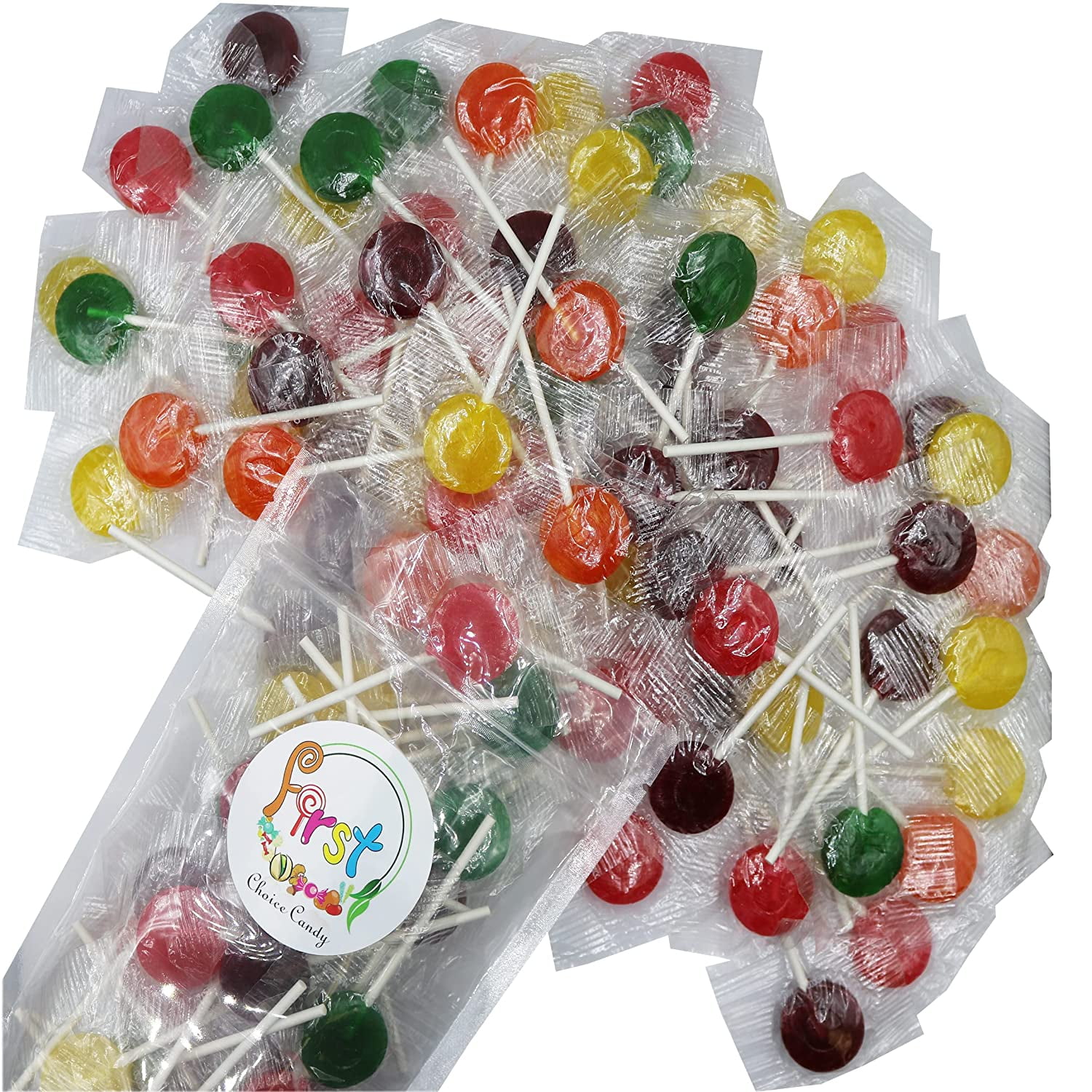 100x Assorted Fruit Flavour Lollipops Kids Lollies Party Bag Fillers 