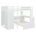 thumbnail image 4 of White Full Loft Bed w/ Twin Bed, Desk, Shelves, & Wardrobe - Space-Saving Bedroom Furniture, Solid Pine Wood Frame, Full Size, Modern Design, 4 of 18