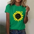 thumbnail image 5 of Women's Floral Printed Tops Crew Neck Short Sleeve Sunflower Graphic Tees Summer Loose Fit Casual T-Shirts (S, Green 03), 5 of 5