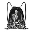 thumbnail image 1 of Honeii Vintage Black white Plant skull Print Drawstring Backpack,Drawstring Bags String Backpack Gym Cinch Sack Backpack Sport Bag Draw-Small, 1 of 6
