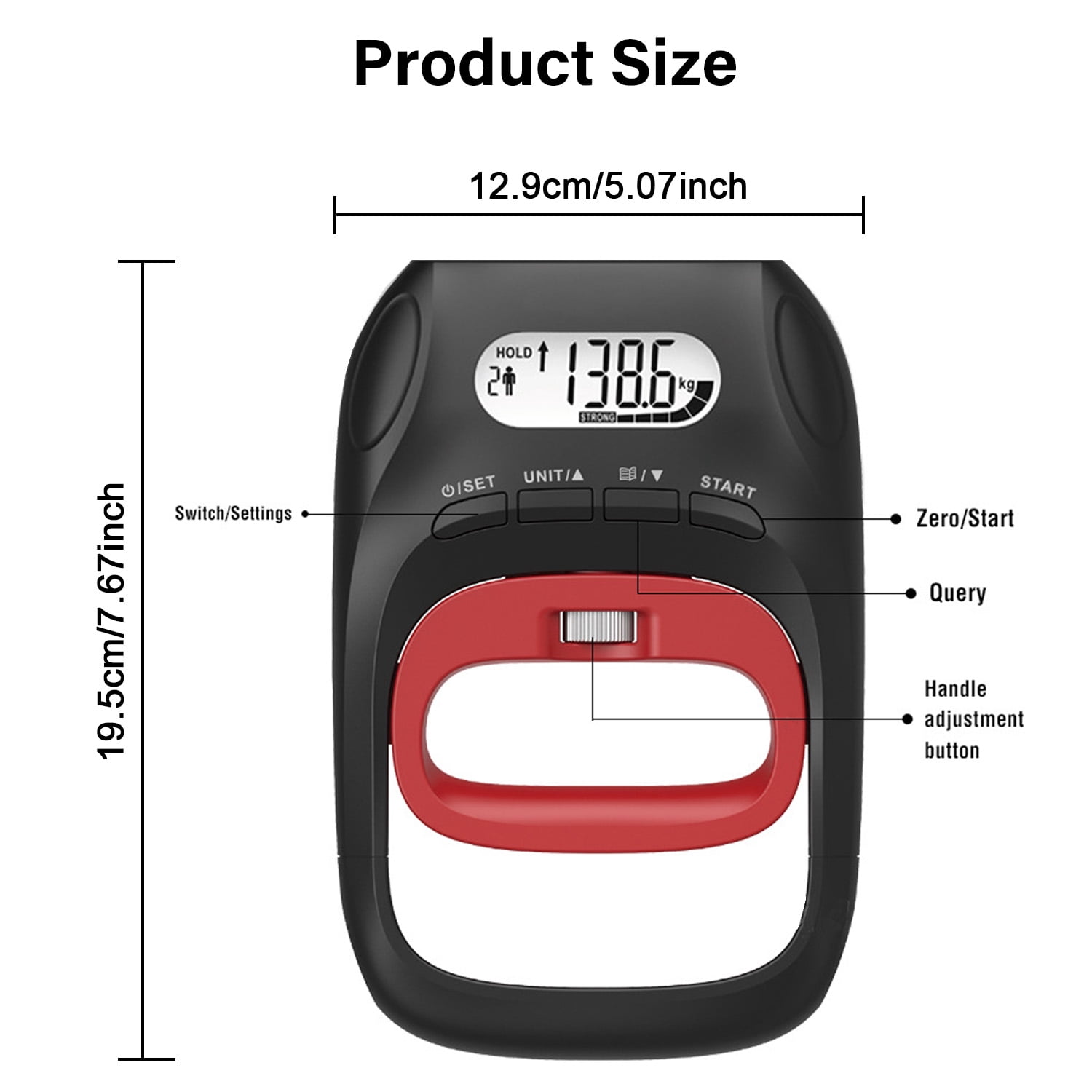Songsun Digital Grip Strengthener: Adjustable electronic dynamometer for training & rehab. Measures up to 400 lbs/180 kg. For athletes & therapy.