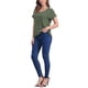 thumbnail image 2 of INSPIRAR CHIC Blusas de Lino para Mujeres, Camisetas de Manga Corta, Ropa Casual Básica de Verano, Blusa Suelta de Color Sólido XL Verde Oliva, 2 of 6