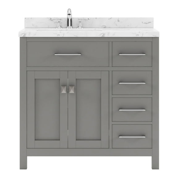 Caroline Parkway 36" Single Bath Vanity in Gray with Cultured Marble Quartz Top and Round Sink