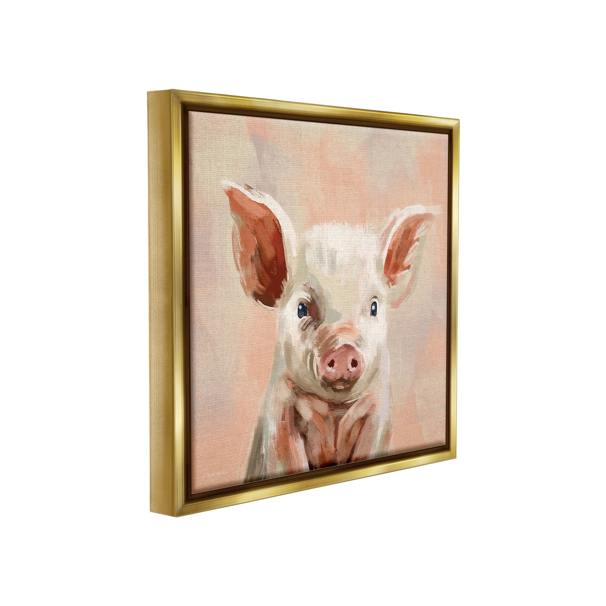 Stupell Industries Traditional Piglet Painting Animals & Insects Painting Gold Floater Framed Canvas Art Print Wall Art, 18 x 18